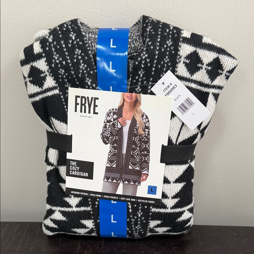 Frye Black and White Geometric Cardigan